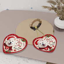 Load image into Gallery viewer, Samoyed Christmas Ornament - Love &amp; Joy Heart Shaped Portrait - Personalize with Photo and Name-Christmas Ornament-Christmas,Christmas Ornament,Personalize Artwork,Samoyed-6