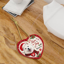 Load image into Gallery viewer, Samoyed Christmas Ornament - Love &amp; Joy Heart Shaped Portrait - Personalize with Photo and Name-Christmas Ornament-Christmas,Christmas Ornament,Personalize Artwork,Samoyed-7