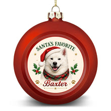 Load image into Gallery viewer, Samoyed Ornament - Classic Red Round Shape - Santa's Favourite Design - Personalized with Photo and Name-Christmas Ornament-Christmas,Christmas Ornament,Personalize Artwork,Samoyed-4