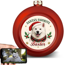 Load image into Gallery viewer, Samoyed Ornament - Classic Red Round Shape - Santa's Favourite Design - Personalized with Photo and Name-Christmas Ornament-Christmas,Christmas Ornament,Personalize Artwork,Samoyed-1
