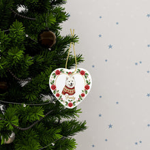 Load image into Gallery viewer, Samoyed Ornament - Personalized Heart Shaped Christmas Rose Border - with Name-Christmas Ornament-Christmas,Christmas Ornament,Personalize Artwork,Samoyed-3