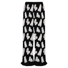 Load image into Gallery viewer, Samoyed Pajama Pants for Women - Ruffled Hem Design - Watercolor Elegance Samoyeds-Pajamas-Apparel,Dog Mom Gifts,Pajamas,Samoyed-10