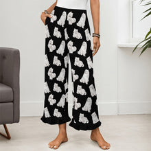 Load image into Gallery viewer, Samoyed Pajama Pants for Women - Ruffled Hem Design - Watercolor Elegance Samoyeds-Pajamas-Apparel,Dog Mom Gifts,Pajamas,Samoyed-11