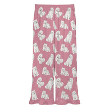Load image into Gallery viewer, Samoyed Pajama Pants for Women - Ruffled Hem Design - Watercolor Elegance Samoyeds-Pajamas-Apparel,Dog Mom Gifts,Pajamas,Samoyed-14
