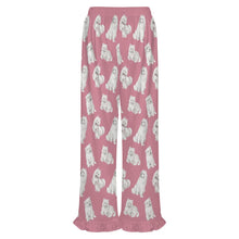 Load image into Gallery viewer, Samoyed Pajama Pants for Women - Ruffled Hem Design - Watercolor Elegance Samoyeds-Pajamas-Apparel,Dog Mom Gifts,Pajamas,Samoyed-15