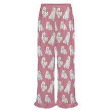 Load image into Gallery viewer, Samoyed Pajama Pants for Women - Ruffled Hem Design - Watercolor Elegance Samoyeds-Pajamas-Apparel,Dog Mom Gifts,Pajamas,Samoyed-17
