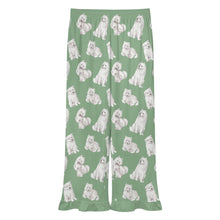 Load image into Gallery viewer, Samoyed Pajama Pants for Women - Ruffled Hem Design - Watercolor Elegance Samoyeds-Pajamas-Apparel,Dog Mom Gifts,Pajamas,Samoyed-19