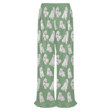 Load image into Gallery viewer, Samoyed Pajama Pants for Women - Ruffled Hem Design - Watercolor Elegance Samoyeds-Pajamas-Apparel,Dog Mom Gifts,Pajamas,Samoyed-20