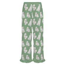 Load image into Gallery viewer, Samoyed Pajama Pants for Women - Ruffled Hem Design - Watercolor Elegance Samoyeds-Pajamas-Apparel,Dog Mom Gifts,Pajamas,Samoyed-22