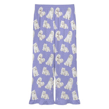 Load image into Gallery viewer, Samoyed Pajama Pants for Women - Ruffled Hem Design - Watercolor Elegance Samoyeds-Pajamas-Apparel,Dog Mom Gifts,Pajamas,Samoyed-4