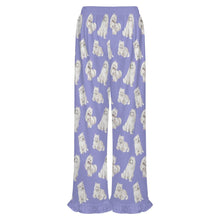 Load image into Gallery viewer, Samoyed Pajama Pants for Women - Ruffled Hem Design - Watercolor Elegance Samoyeds-Pajamas-Apparel,Dog Mom Gifts,Pajamas,Samoyed-5