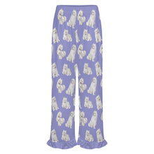 Load image into Gallery viewer, Samoyed Pajama Pants for Women - Ruffled Hem Design - Watercolor Elegance Samoyeds-Pajamas-Apparel,Dog Mom Gifts,Pajamas,Samoyed-7