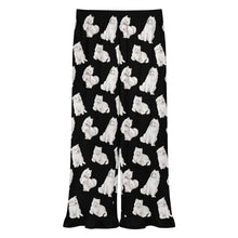 Load image into Gallery viewer, Samoyed Pajama Pants for Women - Ruffled Hem Design - Watercolor Elegance Samoyeds-Pajamas-Apparel,Dog Mom Gifts,Pajamas,Samoyed-9