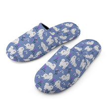 Load image into Gallery viewer, Samoyed Slippers for Women - Flower Garden Samoyed - Flannel-Accessories,Dog Mom Gifts,Samoyed,Slippers-10