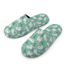 Load image into Gallery viewer, Samoyed Slippers for Women - Flower Garden Samoyed - Flannel-Accessories,Dog Mom Gifts,Samoyed,Slippers-13
