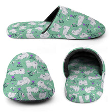 Load image into Gallery viewer, Samoyed Slippers for Women - Flower Garden Samoyed - Flannel-Accessories,Dog Mom Gifts,Samoyed,Slippers-14