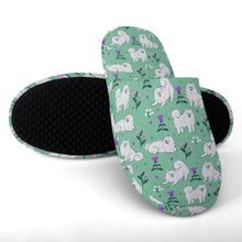 Load image into Gallery viewer, Samoyed Slippers for Women - Flower Garden Samoyed - Flannel-Accessories,Dog Mom Gifts,Samoyed,Slippers-15