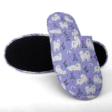 Load image into Gallery viewer, Samoyed Slippers for Women - Flower Garden Samoyed - Flannel-Accessories,Dog Mom Gifts,Samoyed,Slippers-18
