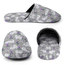 Load image into Gallery viewer, Samoyed Slippers for Women - Flower Garden Samoyed - Flannel-Accessories,Dog Mom Gifts,Samoyed,Slippers-20