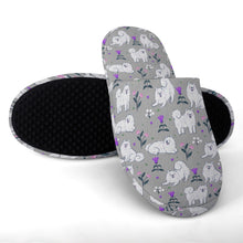 Load image into Gallery viewer, Samoyed Slippers for Women - Flower Garden Samoyed - Flannel-Accessories,Dog Mom Gifts,Samoyed,Slippers-21