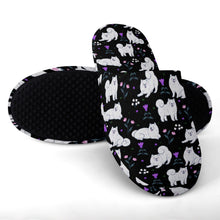 Load image into Gallery viewer, Samoyed Slippers for Women - Flower Garden Samoyed - Flannel-Accessories,Dog Mom Gifts,Samoyed,Slippers-24