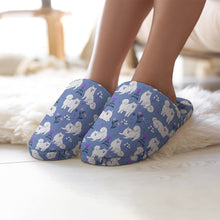 Load image into Gallery viewer, Samoyed Slippers for Women - Flower Garden Samoyed - Flannel-Accessories,Dog Mom Gifts,Samoyed,Slippers-2