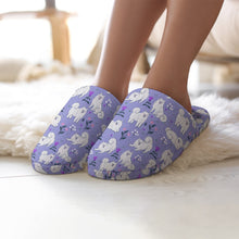 Load image into Gallery viewer, Samoyed Slippers for Women - Flower Garden Samoyed - Flannel-Accessories,Dog Mom Gifts,Samoyed,Slippers-4