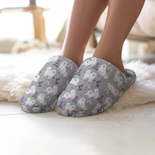 Load image into Gallery viewer, Samoyed Slippers for Women - Flower Garden Samoyed - Flannel-Accessories,Dog Mom Gifts,Samoyed,Slippers-5