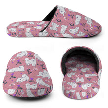 Load image into Gallery viewer, Samoyed Slippers for Women - Flower Garden Samoyed - Flannel-Accessories,Dog Mom Gifts,Samoyed,Slippers-8