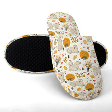 Load image into Gallery viewer, Samoyed Slippers for Women - Fluffy Samoyeds in Autumn Bliss - Flannel-Accessories,Dog Mom Gifts,Samoyed,Slippers-13