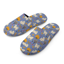 Load image into Gallery viewer, Samoyed Slippers for Women - Fluffy Samoyeds in Autumn Bliss - Flannel-Accessories,Dog Mom Gifts,Samoyed,Slippers-14