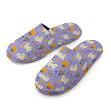 Load image into Gallery viewer, Samoyed Slippers for Women - Fluffy Samoyeds in Autumn Bliss - Flannel-Accessories,Dog Mom Gifts,Samoyed,Slippers-23