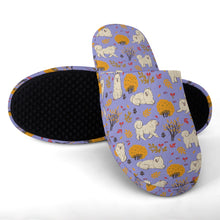 Load image into Gallery viewer, Samoyed Slippers for Women - Fluffy Samoyeds in Autumn Bliss - Flannel-Accessories,Dog Mom Gifts,Samoyed,Slippers-25