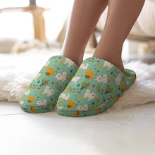 Load image into Gallery viewer, Samoyed Slippers for Women - Fluffy Samoyeds in Autumn Bliss - Flannel-Accessories,Dog Mom Gifts,Samoyed,Slippers-4