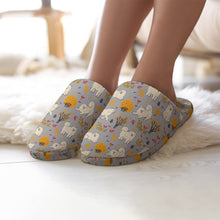 Load image into Gallery viewer, Samoyed Slippers for Women - Fluffy Samoyeds in Autumn Bliss - Flannel-Accessories,Dog Mom Gifts,Samoyed,Slippers-6