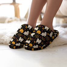 Load image into Gallery viewer, Samoyed Slippers for Women - Fluffy Samoyeds in Autumn Bliss - Flannel-Accessories,Dog Mom Gifts,Samoyed,Slippers-7