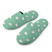 Load image into Gallery viewer, Samoyed Slippers for Women - Smiling Samoyed Love - Flannel-11