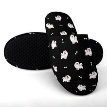Load image into Gallery viewer, Samoyed Slippers for Women - Smiling Samoyed Love - Flannel-28