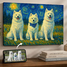 Load image into Gallery viewer, Photo of starry night inspired Samoyed wall art