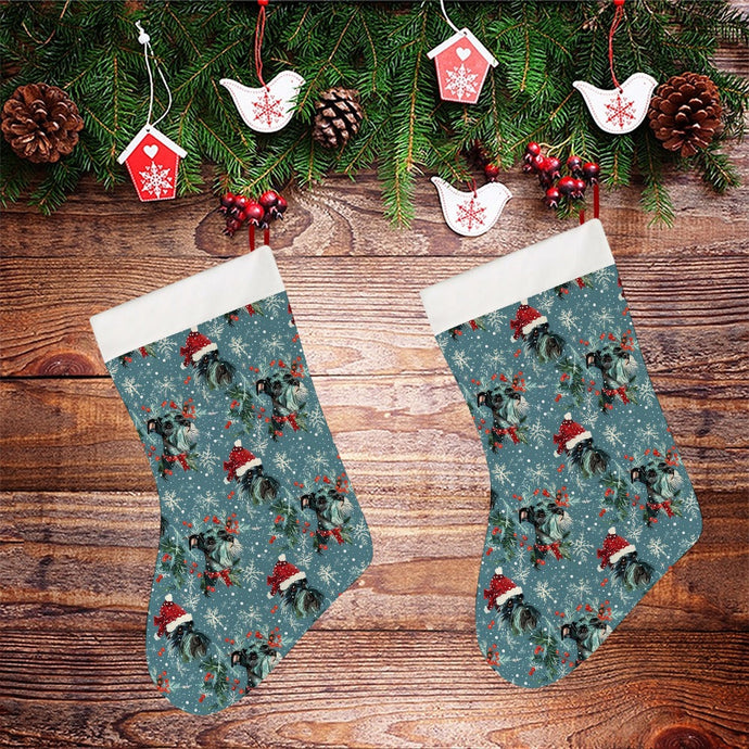 Santa Paws Christmas Schnauzer's Christmas Stocking-Christmas Ornament-Christmas, Home Decor, Schnauzer-26X42CM-White-2