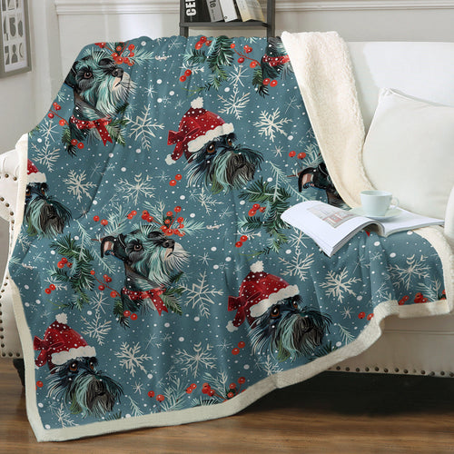 Santa Paws Christmas Schnauzers Soft Warm Fleece Blanket-Blanket-Blankets, Christmas, Dog Dad Gifts, Dog Mom Gifts, Home Decor, Schnauzer-1