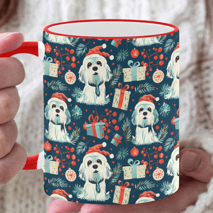 Santa Paws Parade Lhasa Apso Christmas Coffee Mug-White1-ONE SIZE-1