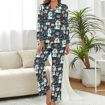 Santa Paws Parade Lhasa Apso Christmas Pajamas Set For Women S 360x