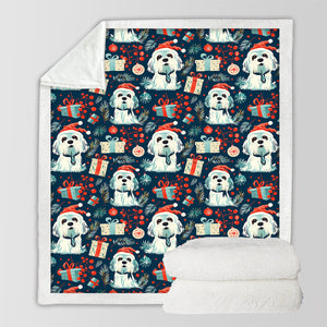 Santa Paws Parade Lhasa Apso Christmas Soft Warm Fleece Blanket-Blanket-Blankets, Christmas, Dog Dad Gifts, Dog Mom Gifts, Home Decor, Lhasa Apso-10