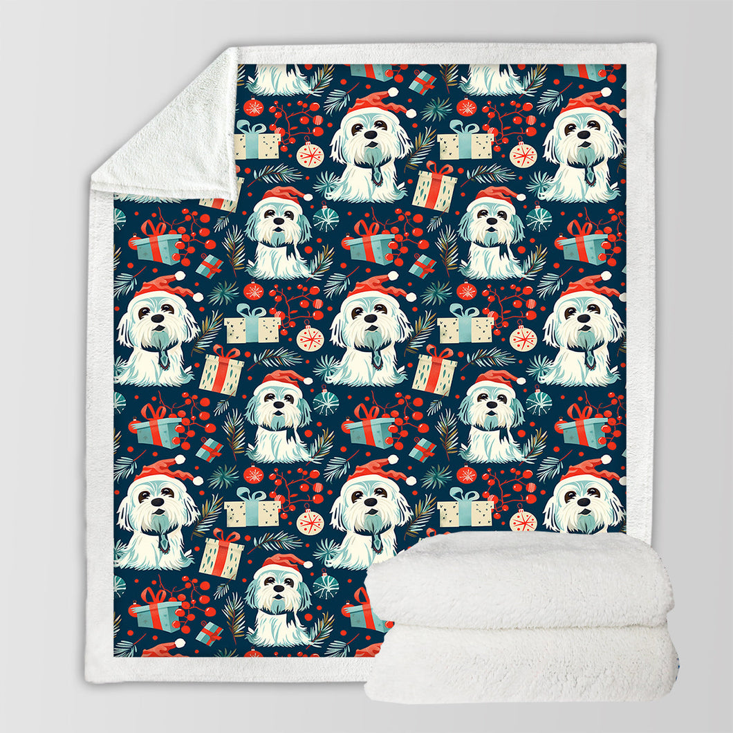 Santa Paws Parade Lhasa Apso Christmas Soft Warm Fleece Blanket-Blanket-Blankets, Christmas, Dog Dad Gifts, Dog Mom Gifts, Home Decor, Lhasa Apso-10