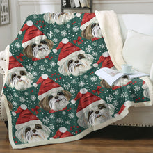 Load image into Gallery viewer, Santa Paws Parade Lhasa Apso Christmas Soft Warm Fleece Blanket-Blanket-Blankets, Christmas, Dog Dad Gifts, Dog Mom Gifts, Home Decor, Lhasa Apso-13