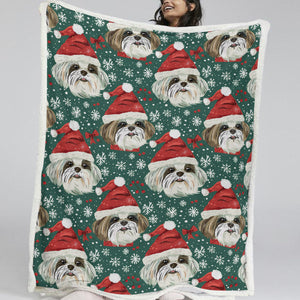 Santa Paws Parade Lhasa Apso Christmas Soft Warm Fleece Blanket-Blanket-Blankets, Christmas, Dog Dad Gifts, Dog Mom Gifts, Home Decor, Lhasa Apso-14