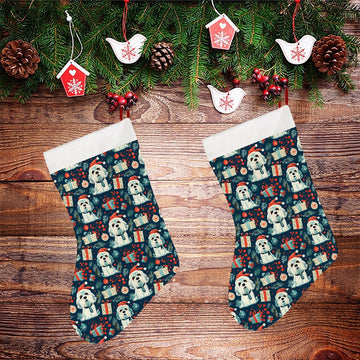 Santa Paws Parade Lhasa Apso Christmas Stocking 26x42cm White1 3 360x