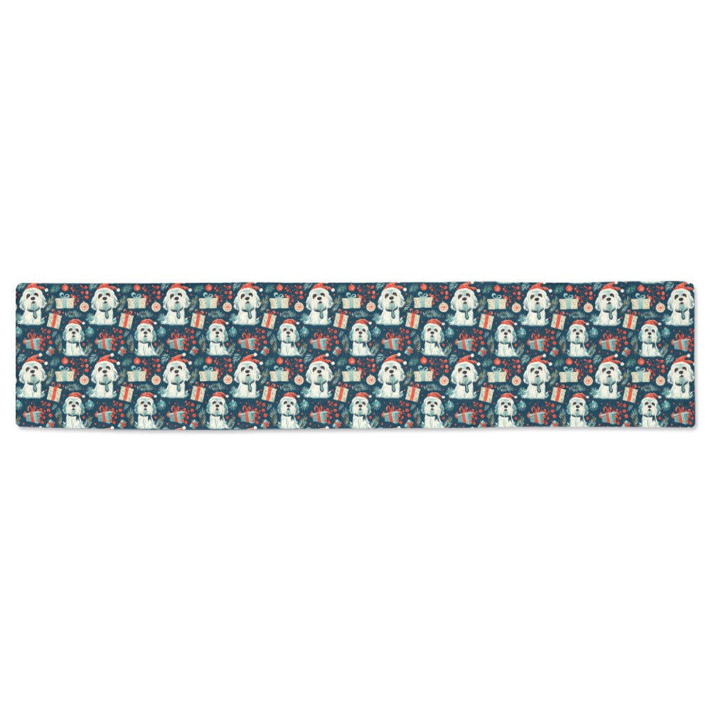 Santa Paws Parade Lhasa Apso Christmas Table Runner-Home Decor-Christmas, Home Decor, Lhasa Apso-ONE SIZE-2