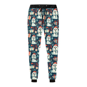 Santa Paws Parade Lhasa Apso Christmas Unisex Sweatpants-Apparel-Apparel, Christmas, Dog Dad Gifts, Dog Mom Gifts, Lhasa Apso, Pajamas-4